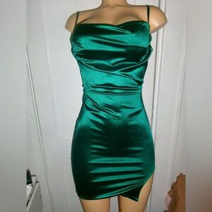 Forever 21 Green Ruched Halter Bodycon Dress